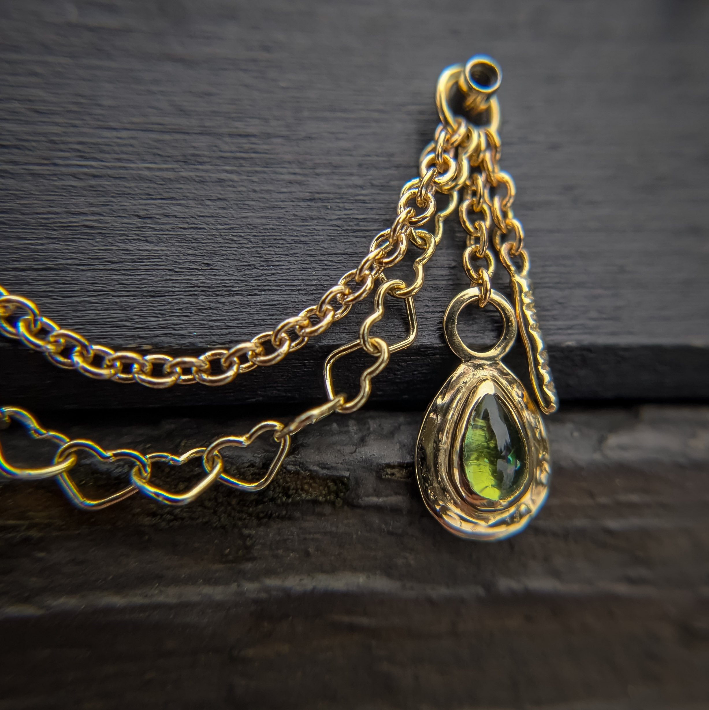 Sandman Chain Heart Vina Chain with Green Tourmaline Sandman Accent Charm – Yellow ...
